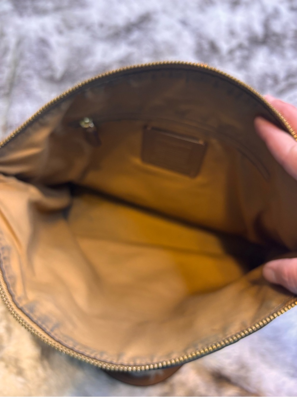 Coach Pebbled Leather Tote in Cognac Brown - Picture 4 of 11